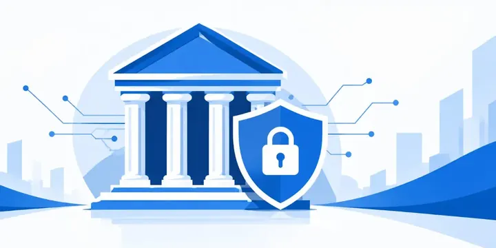 Courthouse column motif combined with a secure digital shield